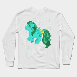 Green pegasus with music notes Long Sleeve T-Shirt